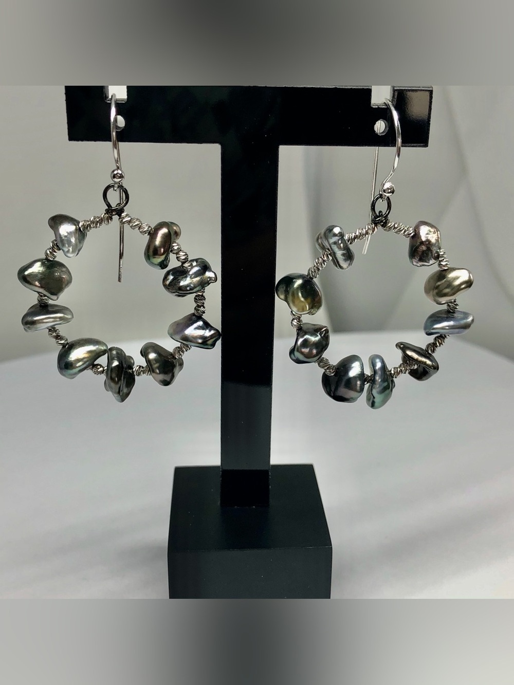 One of a kind keshi pearl earrings